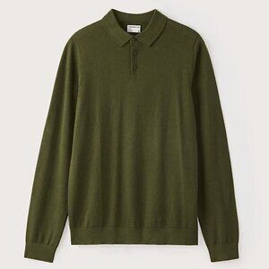 Frank & Oak - Merino wool polo sweater (olive)